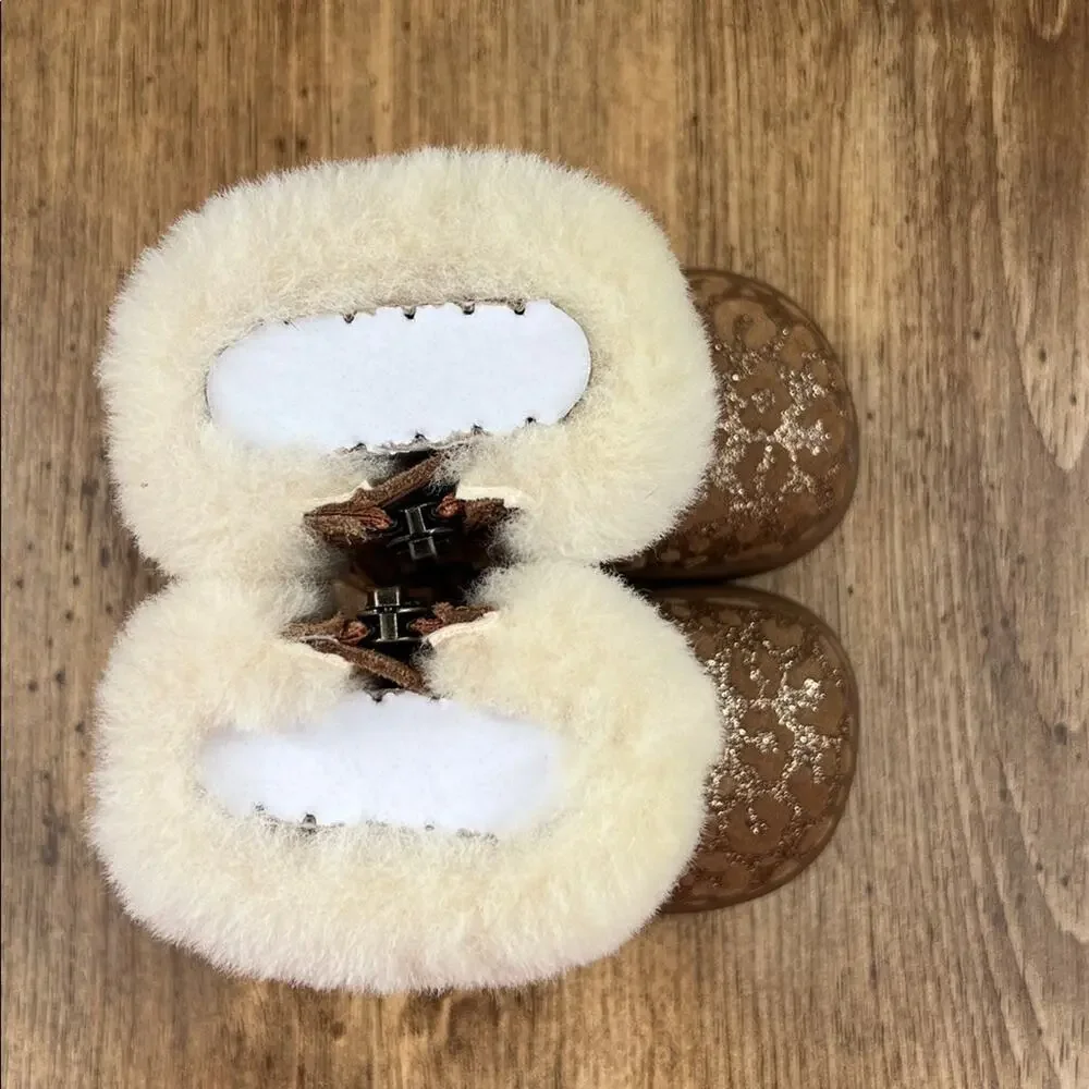 Ugg Baby Jorie II Glitter Leopard Booties Size 0/1